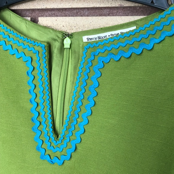 Vintage Style Olive Linen Blend Shift Dress - Chetta B - Size 10 - Midi Dress - Picture 15 of 15